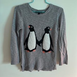Girl’s 14 Gray Penguin Sweater
